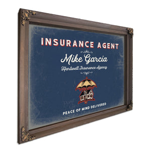 Personalized Insurance Agent Sign, Peace of Mind Delivered, Denim Americana, image 7
