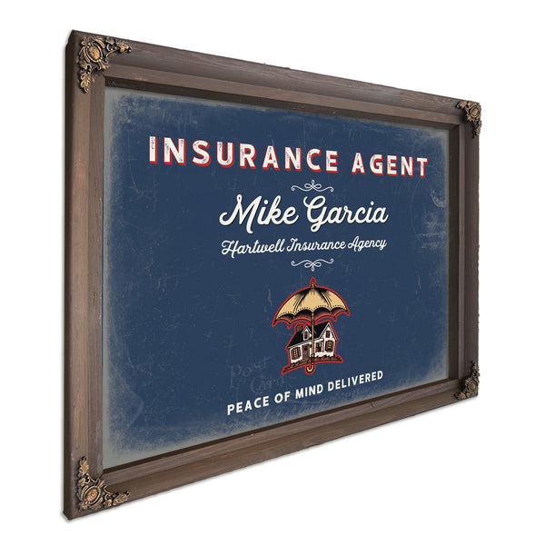 Personalized Insurance Agent Sign, Peace of Mind Delivered, Denim Americana, image 7