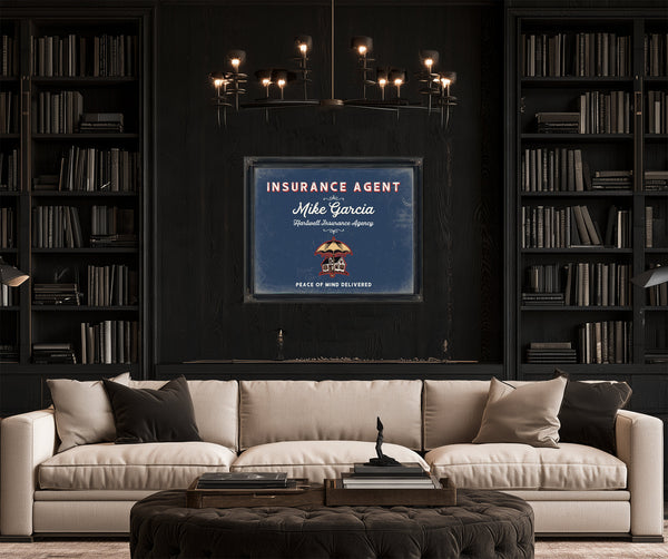 Personalized Insurance Agent Sign, Peace of Mind Delivered, Denim Americana, image 16