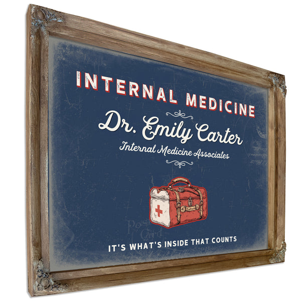 Personalized Internal Medicine Sign, It's What's Inside That Counts, Denim Americana, image 6