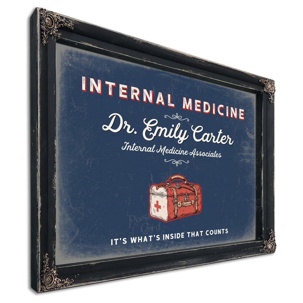 Personalized Internal Medicine Sign, It's What's Inside That Counts, Denim Americana, image 1