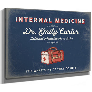 Personalized Internal Medicine Sign, It's What's Inside That Counts, Denim Americana, image 8