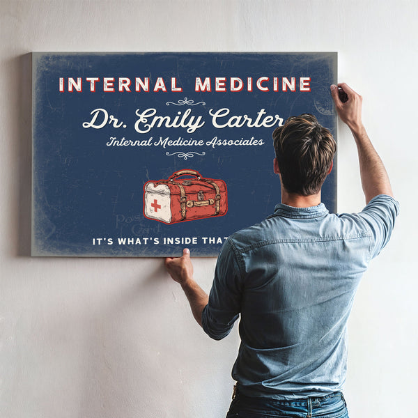 Personalized Internal Medicine Sign, It's What's Inside That Counts, Denim Americana, image 9