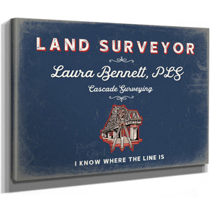 Personalized Land Surveyor Sign, I Know Where the Line Is, Denim Americana, image 8