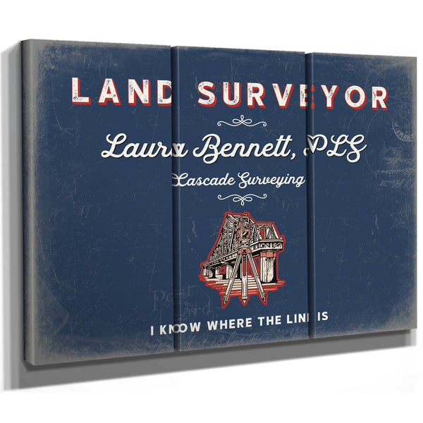 Personalized Land Surveyor Sign, I Know Where the Line Is, Denim Americana, image 14