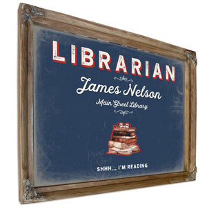 Personalized Librarian Sign, Shhh... I'm Reading, Denim Americana, image 6