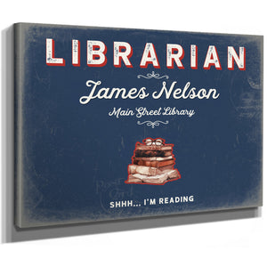 Personalized Librarian Sign, Shhh... I'm Reading, Denim Americana, image 8