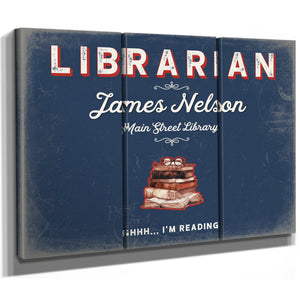 Personalized Librarian Sign, Shhh... I'm Reading, Denim Americana, image 14