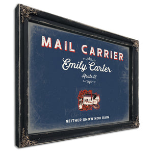 Personalized Mail Carrier Sign, Neither Snow Nor Rain, Denim Americana, image 1