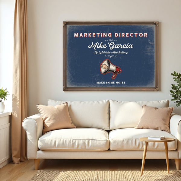 Personalized Marketing Director Sign, Make Some Noise, Denim Americana, image 5