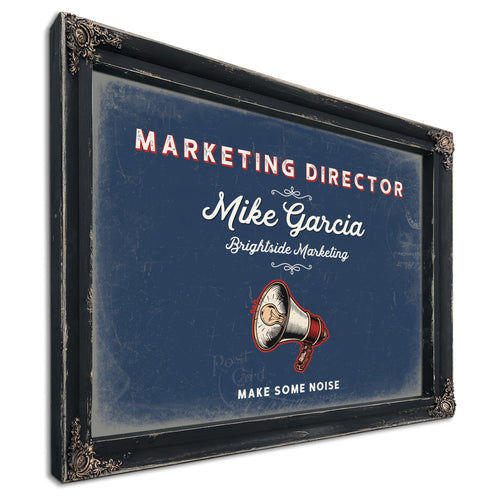 Personalized Marketing Director Sign, Make Some Noise, Denim Americana, image 1