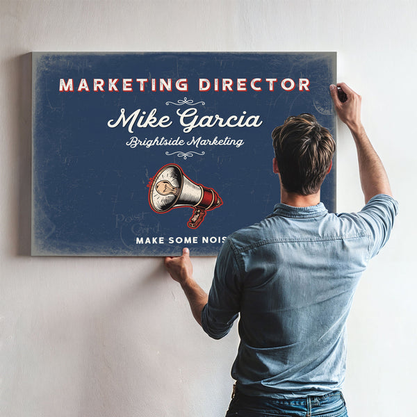 Personalized Marketing Director Sign, Make Some Noise, Denim Americana, image 9