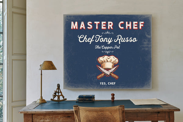 Personalized Master Chef Sign, Yes, Chef, Denim Americana, image 2