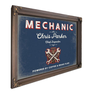 Personalized Mechanic Sign, Powered by Coffee & Brake Fluid, Denim Americana, image 7