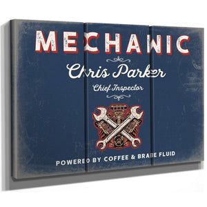 Personalized Mechanic Sign, Powered by Coffee & Brake Fluid, Denim Americana, image 14