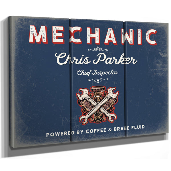 Personalized Mechanic Sign, Powered by Coffee & Brake Fluid, Denim Americana, image 14