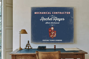Personalized Mechanical Contractor Sign, Keeping Things Running, Denim Americana, image 2