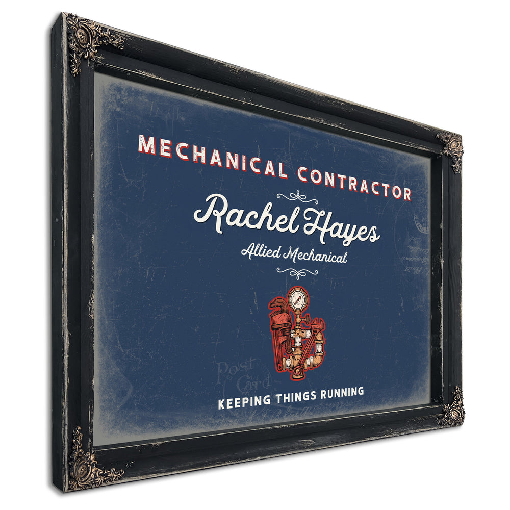 Personalized Mechanical Contractor Sign, Keeping Things Running, Denim Americana, image 1