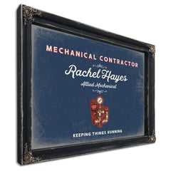 Personalized Mechanical Contractor Sign, Keeping Things Running, Denim Americana, image 1