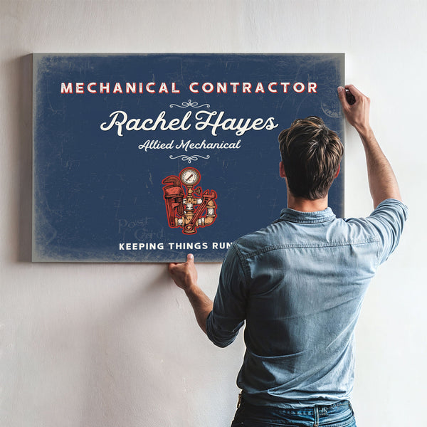 Personalized Mechanical Contractor Sign, Keeping Things Running, Denim Americana, image 9