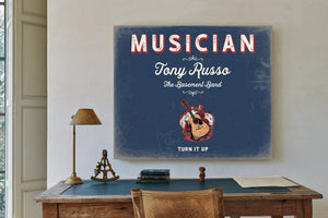 Personalized Musician Sign, Turn It Up, Denim Americana, image 2