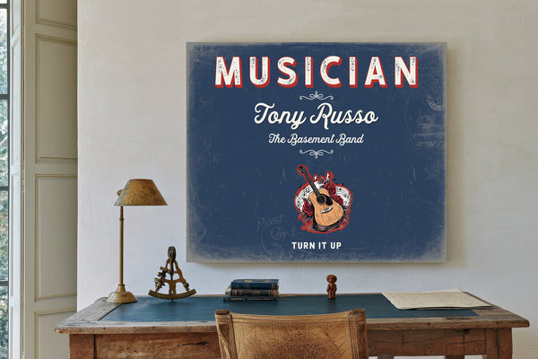Personalized Musician Sign, Turn It Up, Denim Americana, image 2