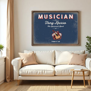 Personalized Musician Sign, Turn It Up, Denim Americana, image 5