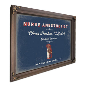Personalized Nurse Anesthetist Sign, Nap Time Is My Specialty, Denim Americana, image 7