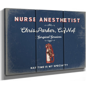 Personalized Nurse Anesthetist Sign, Nap Time Is My Specialty, Denim Americana, image 14