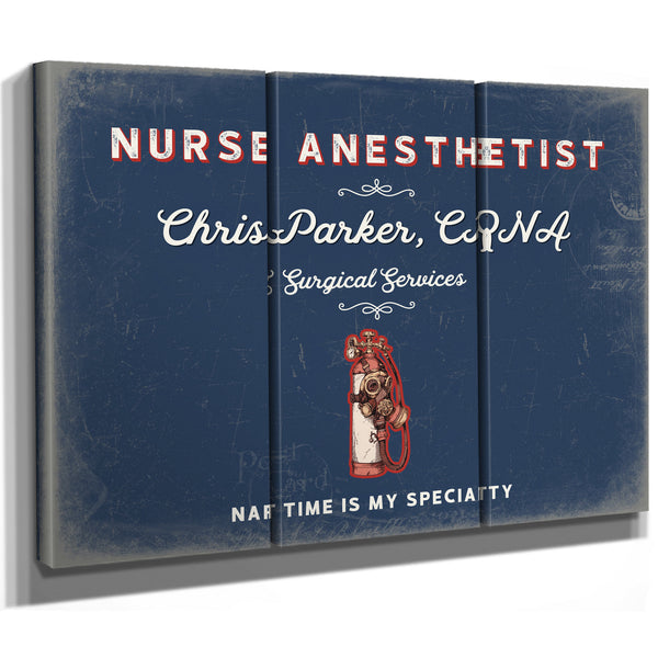Personalized Nurse Anesthetist Sign, Nap Time Is My Specialty, Denim Americana, image 14