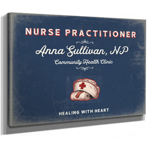 Personalized Nurse Practitioner Sign, Healing With Heart, Denim Americana, image 8