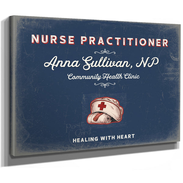 Personalized Nurse Practitioner Sign, Healing With Heart, Denim Americana, image 8