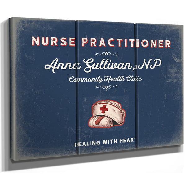 Personalized Nurse Practitioner Sign, Healing With Heart, Denim Americana, image 14