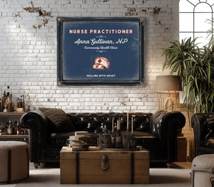 Personalized Nurse Practitioner Sign, Healing With Heart, Denim Americana, image 18