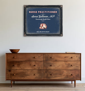 Personalized Nurse Practitioner Sign, Healing With Heart, Denim Americana, image 19