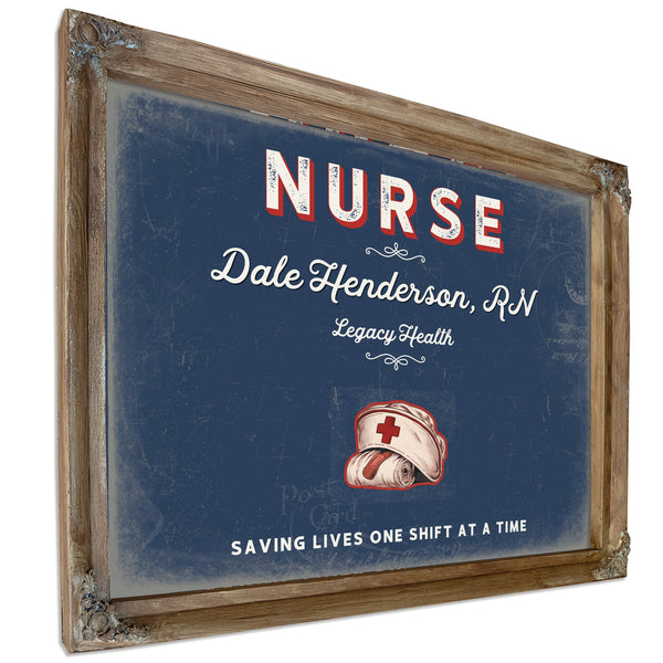 Personalized Nurse Sign, Saving Lives One Shift at a Time, Denim Americana, image 6