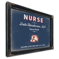 Personalized Nurse Sign, Saving Lives One Shift at a Time, Denim Americana, image 1