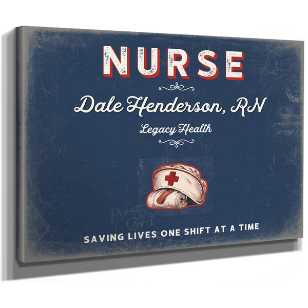 Personalized Nurse Sign, Saving Lives One Shift at a Time, Denim Americana, image 8