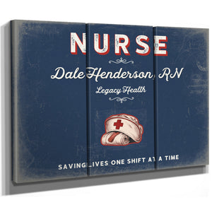 Personalized Nurse Sign, Saving Lives One Shift at a Time, Denim Americana, image 14
