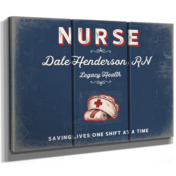 Personalized Nurse Sign, Saving Lives One Shift at a Time, Denim Americana, image 14