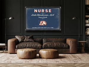 Personalized Nurse Sign, Saving Lives One Shift at a Time, Denim Americana, image 17