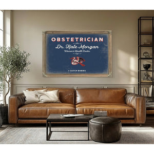 Personalized Obstetrician Sign, I Catch Babies, Denim Americana, image 3
