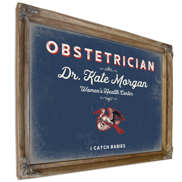 Personalized Obstetrician Sign, I Catch Babies, Denim Americana, image 6