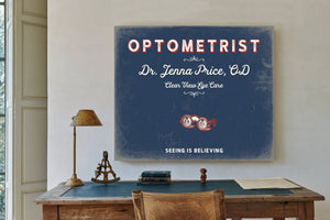 Personalized Optometrist Sign, Seeing Is Believing, Denim Americana, image 2