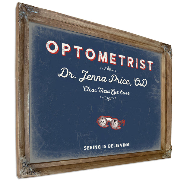 Personalized Optometrist Sign, Seeing Is Believing, Denim Americana, image 6