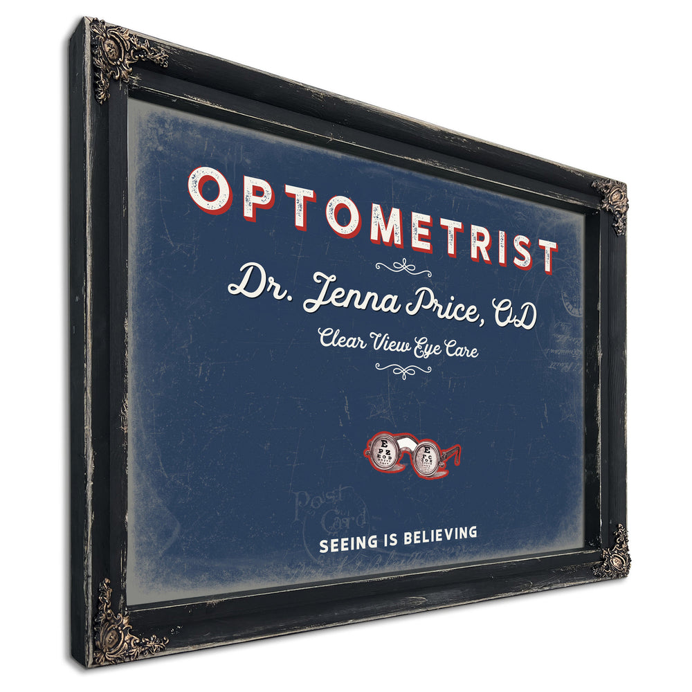 Personalized Optometrist Sign, Seeing Is Believing, Denim Americana, image 1