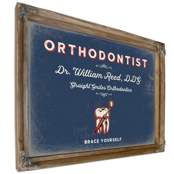 Personalized Orthodontist Sign, Brace Yourself, Denim Americana, image 6