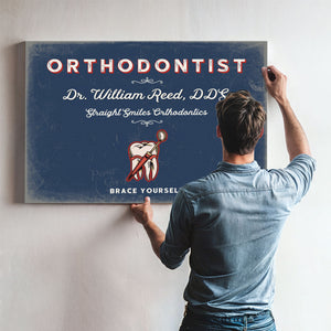 Personalized Orthodontist Sign, Brace Yourself, Denim Americana, image 9