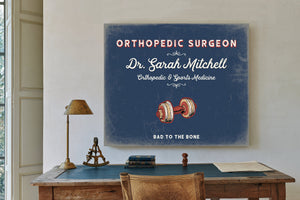 Personalized Orthopedic Surgeon Sign, Bad to the Bone, Denim Americana, image 2
