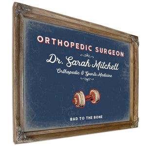 Personalized Orthopedic Surgeon Sign, Bad to the Bone, Denim Americana, image 6